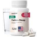 영양이 풍부한 자연 - Calm + 딥 레크리에이션을위한 수면 캡슐 & Ashwagandha, Chamomile, Tart Cherry Extract, Passionflower, L-theanine, & Magnesium - 60 캡슐
