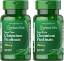 Puritan의 Pride Chromium Picolinate 500 Mcg Yeast 무료, 100 카운트 (패키지 2)