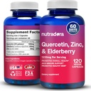 Quercetin 1000mg Veggie 캡슐, 비 GMO, Elderberry 아연 Quercetin 보충 교재는 면역, 심장 혈관 & 호흡 건강, 120의 캡슐 (팩 1)를 지원합니다