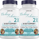 15 일 Cleanse 2X - 두 배 Gut & Colon 지원 - Alfalfa, Cascara Sagrada, Probiotics & Psyllium Husk - Non-GMO - 미국 - 60 캡슐 (2 병)
