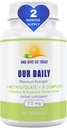 우리의 매일 Vites L-Methylfolate B Complex Cofactors & 정유 공장 (7.5mg) - 활동적인 Folate, 메틸을 꿴 B12 Methylcobalamin, B6 및 글리신 - 60 조사