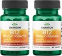 Swanson 비타민 B12 Methylcobalamin - 천연 블랙 체리 맛 2,500 mcg 60 탭 (2 팩)