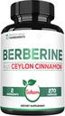 Ceylon Cinnamon 보충교재를 가진 Berberine - 면역 체계, 소화 건강, 몸 관리 & 에너지 생산을 위한 1500mg 여분 힘 - 270의 캡슐 - 글루텐 자유로운, 비 GMO