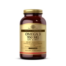 Solgar Triple Strength Omega-3 950 mg, 100 Softgels - 심장 혈관, 관절 및 피부 건강 지원 - 심장 건강 보충 - 필수 지방산 - 비 GMO, 글루텐 무료, 낙농장 무료 - 100 개