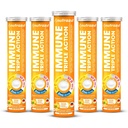 Vitaminrazul Immune Triple Action Effervescent Tablets with Vitamin C 1000mg, 비타민 D, 아연, 일일 루틴 지원, 글루텐 무료, 설탕 무료, 락토스 무료, 오렌지 맛, 20 정제 (5x20)