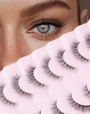자연 속눈썹 Wispy Lashes Natural Look False Eyelashes Natural Flared Eyelashes False Eye Lashes Soft Fluffy Lashes 7 쌍 D1 Natural (6-13MM)