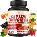 Berberine HCl, Apple Cider Vinegar, Turmeric, Ginseng, Black Pepper와 Ceylon Cinnamon 캡슐 - 지원 면역 기능을위한 6in1 - 120 카운트
