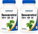 Nutricost Resveratrol 700mg; 120 식물성 캡슐 - 50% Trans-Resveratrol (2 병)