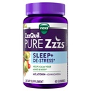 ZzzQuil PURE Zzzs De-Stress 2mg Melatonin Gummies, 성인을 위한 잠 원조, 긴장 지원을 위한 Ashwagandha, 60의 Gummies