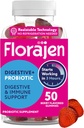 Florajen Organic Probiotic Gummies for Women & Men - Gut Health & Immune Support Supplement - 변비 및 출혈 완화 - 50 구미
