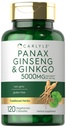 Carlyle Panax Ginseng & Ginkgo 5000mg | 120 채식 캡슐 | 비 GMO 및 글루텐 무료 보충