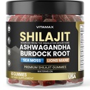 유기 Shilajit Gummies, 바다 Moss, Ashwagandha, 105 + Trace 무기물 - 유기 Burdock 뿌리 & 사자 Mane 버섯 - 수박 맛 - Vegan & Non-GMO - 미국에서 제조 - 60ct