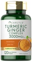 Carlyle Turmeric and Ginger Supplement 3000 mg | 120 Softgel 캡슐 | Turmeric Curcumin Complex | 흑퍼 추출물 | Non-GMO, 글루텐 프리