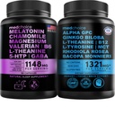 MEDCHOICE Sleep Melatonin (90ct) 및 Nootropic Brain (60ct) 보충 번들 - 수면, 두뇌, 초점, & 무드 지원을위한 웰빙 듀오 - Vegan, Non-GMO, 글루텐 프리