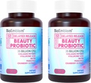 BioEmblem Beauty Probiotics for Women, Biotin, Collagen, Digestive Health, Hair Skin 및 Nails, Vaginal Probiotics 보충교재, 선반 안정, 60의 모자를 가진 35 억 CFU 14 Strains