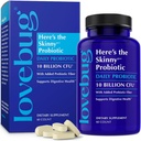 LOVEBUG 여성 소화 건강 및 면역 지원을위한 프리 바이오 틱 및 프로 바이오 틱스 - 10 억 CFU Probiotic Strains Gut 건강, 가스, 변비 및 Bloating, 60ct