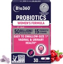 여성 질 건강을위한 Bio360 Probiotics - pH 밸런스, 질, Urinary, & 소화 건강 지원 - 50 억 CFU & 15 건강한 질 냄새 및 질 Flora를위한 독특한 균류 - 선반 안정