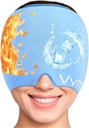 편두통 기복 모자 기적 두통 기복 모자360 뜨겁고 & 차가운 두통 모자 Soothing 무취 젤 얼음 머리 포장 긴장, 및 Sinus (파란)를 위한 업그레이드된 편두통 모자