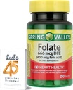 LUAL 스프링 밸리 Folate 666 mcg DFE (400 mg Folic 산) 250 CountBundle 45 Diabetes Decoded, 여자를 위한 Folate 보충교재