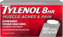 Tylenol 8 시간 근육 아치와 고통 모자, 병 당 100 개 (3 병)