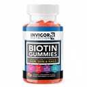 INVIGOR8 Biotin Gummies 10000mcg | 헤어 스킨 네일 비타민 여성 남성용 Biotin 보충 5000mcg x2 | Vegan Kosher Halal | 딸기 맛 | 60