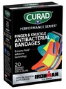 CURAD 성과 시리즈 IRONMAN 항균 붕대, 극단적인 파악 접착제 기술, 손가락 & Knuckle 붕대, 가동 가능한 직물, 배열된 크기 & 색깔을 가진 다양성 팩, 20 조사