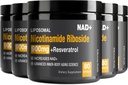NAD 보충 - 니코틴 아미드 Riboside (NR) 및 Resveratrol Quercetin 900mg 셀룰러 수리를위한 순수 유기 NAD 플러스 건강한 노화 뇌 기능, 80 캡슐 (5 팩)