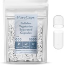 PureCaps USA - 빈 채식 채식 채식 채식 채식 캡슐 크기 000 | 1,000 별도의 약| Clear| Non-GMO 인증 | SLS, 글루텐, 보존 무료