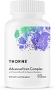 THORNE - 고급 철 복합체 - 완전한 혈액 지원 포뮬러 * - 최적의 흡수를위한 요소 철, Folate, B 및 C 비타민 - 킬레이트 철 보충 - 글루텐, 낙농장 및 Soy-Free - 60 캡슐