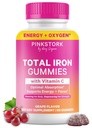 여성을위한 핑크 Stork Prenatal Iron Supplement Gummies - 비타민 C 20 mg - 결핍, 에너지, 및 혈액 빌더를위한 포도 Chewable - 60 Gummy Chews