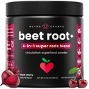 NutraChamps Beet 뿌리 분말 순환 보충교재, Beetroot 주스, 최고 빨강 & 포도씨 추출물을 가진 Superfood 분말 Nitric 산화물, 설탕 Beet 보충교재 없음 - 8.74 Oz