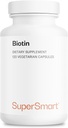 Supersmart - Biotin 10,000mcg / 일 당 10g (고도) - 비타민 B7 Biotin 보충교재 - 건강한 머리, 피부 및 못 | 비 GMO & 글루텐 무료 - 120 채식 캡슐