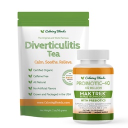 소화 지원 차 & Probiotic 보충교재 (40억 CFU의 60의 캡슐) | Digestive Comfort & Gut 건강을 위한 초본 차와 Probiotic Duo