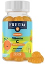 FREEDA 비타민 C Kids Vitamin C Gummies - 어린이 설탕 무료 VIT C Gummy Chewable 성인, 청소년 및 어린이 - 공인 코셔, 맛있는 오렌지 맛, 제 설탕 면역 지원 보충 (60 Ct)