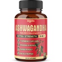90 캡슐 - Ashwagandha 보충 캡슐 - 생강 뿌리, 심황, Rhodiola Rosea & Black Pepper