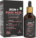 DURJA Iron + Folic Acid Drops | 여성 및 남성용 빠른 액면 철 보충 | Hemoglobin Booster & Blood Builder | Non-Constipating - 50ml '
