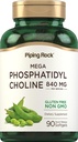 Piping Rock Phosphatidyl Choline Supplement | 840mg | 90 Softgel | 소이 레시틴 | 비 GMO, 글루텐 프리