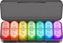 Weekly Pill 주최자 2 Times a Day - AM PM Pill 주최자 7 Daily Color-Coded Small Cases, Morning 및 Night Travel Pill Cases for Vitamins, Medicine 및 보충제