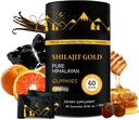 Shilajit Gummies | Pure Himalayan Shilajit Gummies Gold | Ashwagandha, Gokshura | 남성용 Fulvic Acid & 85+ Trace Minerals | Non-GMO | 실험실 테스트 | 추가 설탕 I 60 거미