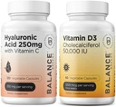 균형 비타민 C 50mg + 비타민 D3 50,000 IU 보충교재 결합을 가진 순수한 Hyaluronic 산 250mg