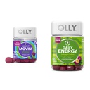 OLLY 변비 완화 30ct, 에너지 거미 60ct - Rhubarb Prunes Amla Berry, B12 CoQ10 Goji Tropical