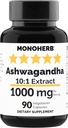 MONOHERB Ashwagandha 추출물 1000 mg - 90 채식 캡슐