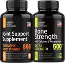뼈와 합동 요새화 - 합동 & 무릎 지원 보충교재, 뼈 힘 보충교재 - Turmeric Glucosamine Chondroitin MSM 800mg 60pcs와 칼슘 보충교재 500mg 90pcs