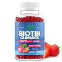 Biotin 10,000mcg 여자 & 남자 (100 조사) - 2x 머리 성장, 피부 & 못을 위한 최대 힘 Biotin - 글루텐 자유로운, Vegan, 비 GMO, 중대한 타오르는 딸기 풍미 - 100 Gummies