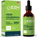 E2H Chlorophyll 액체 드롭 - 천연 에너지 부스터, 면역 체계 지원 및 내부 탈취제 - Peppermint 풍미 - 2 Fl Oz