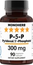 MONOHERB Pyridoxal 5-Phosphate 300 mg - 90 채식 캡슐 - P5P 활성 비타민 B6 - 높게 Bioavailable