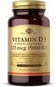 Solgar 비타민 D3 (Cholecalciferol) 125 mcg (5000 IU), 240 식물성 캡슐 - 건강한 뼈 & 치아 유지 - 면역 체계 지원 - 비 GMO, 글루텐 무료 - 240 총 서빙
