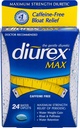 Diurex 최대 물 모자 Caffeine 무료 - 24 모자, 2 팩