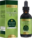 Nutrients 비타민 B12 하위 언어 Methylcobalamin 이동 - B-12 액체 드롭 3000mcg, 유기 라즈베리 맛, Vegan - 에너지, Nerve 건강 및 붉은 혈액 세포 형성 지원 - 2oz (48 서빙)