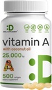 DEAL SUPPLEMENT 높은 효능 비타민 A 25000 IU, 500 코코넛 오일 Softgels | 쉽게 흡수, 천연 생선 간장 오일 소스 – 아이, 면역, 피부 건강을 위한 비타민 – 삼키기가 쉽고, 비 GMO